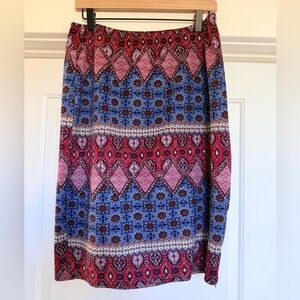 Hot Kiss Red and Blue Patterned Skirt